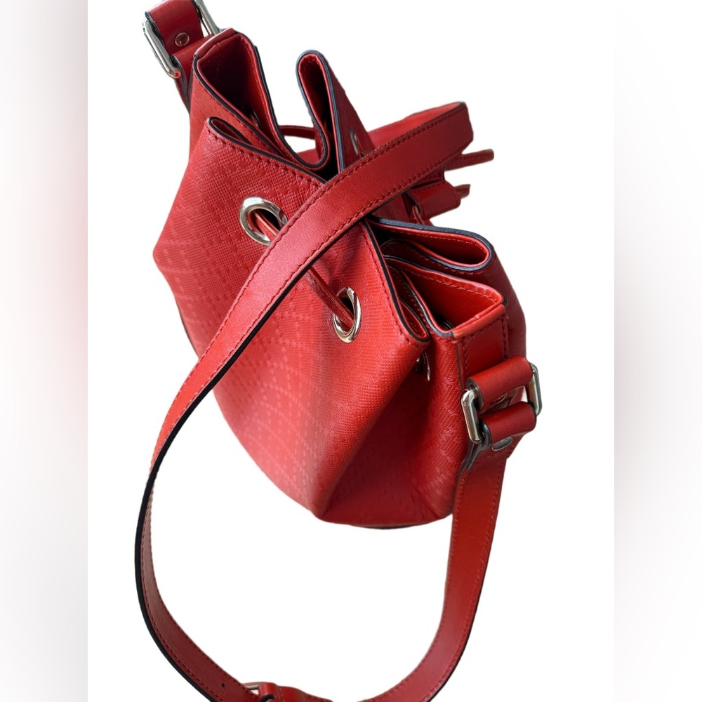 Gucci ❤️🔥EUC Diamante RED Leather Bucket Bag Crossbody Bag - Picture 8 of 13
